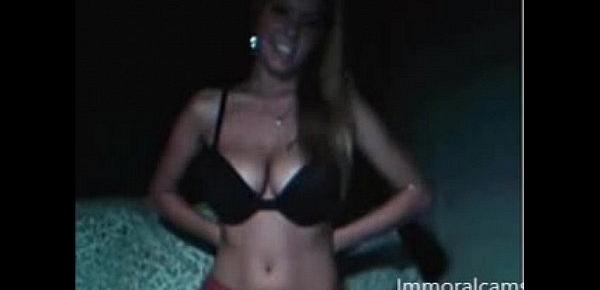  Webcam Hot Blond With Big Tits Strips And Masturbates